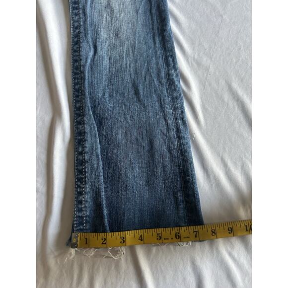 Miss Me Boot Cut Frayed Hem Jeans Womens Size 27 Blue Bling Rhinestone Cowgirl - Picture 12 of 12